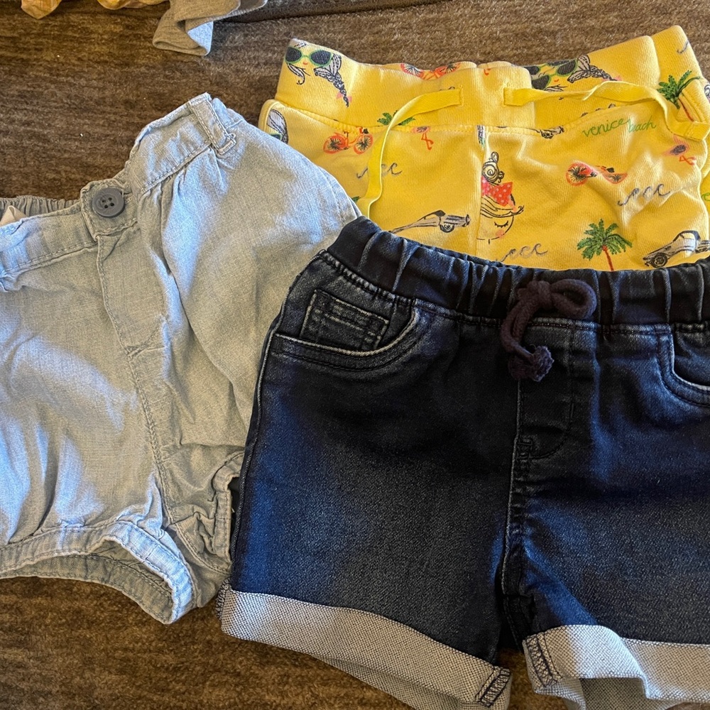 Set of Three Baby Shorts - Blue, Yellow, Denim #44